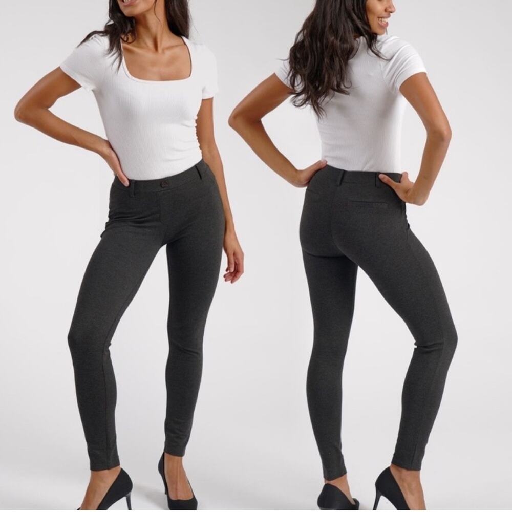 Betabrand Classic Skinny Dress Yoga Pants in Dark Heather Gray - Size M